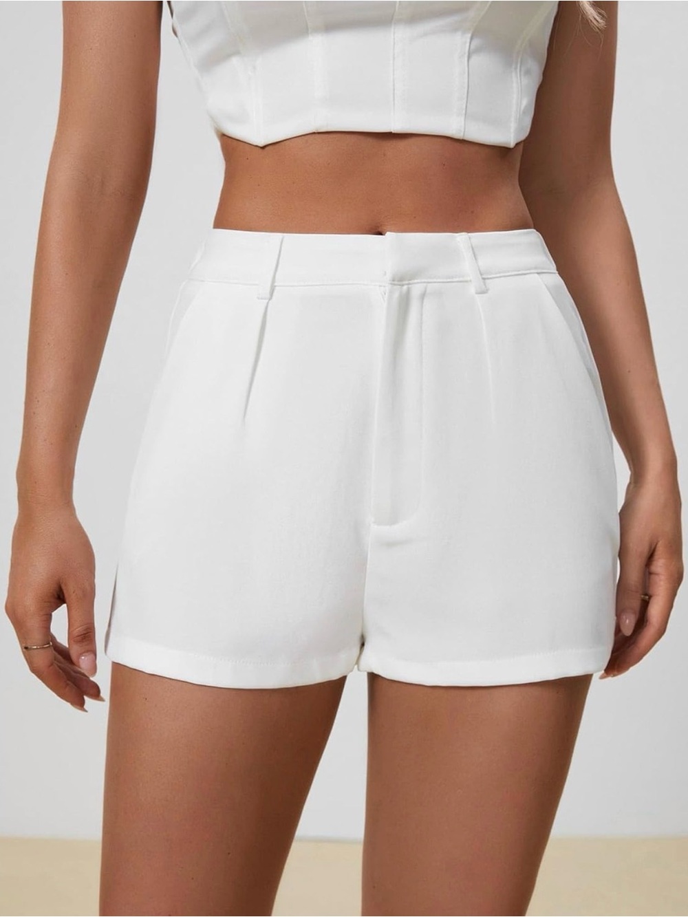 Amazon Essentials High-Waist White Women's Shorts